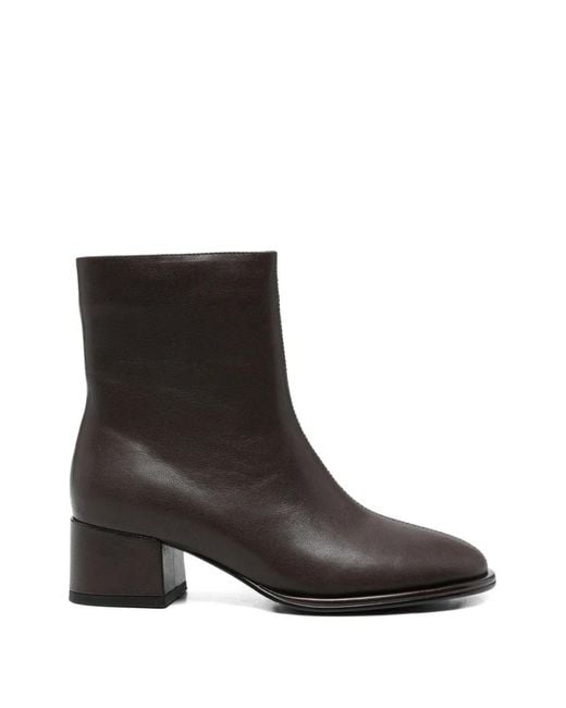 Linda Baumann Black Zip Leather Ankle Boots
