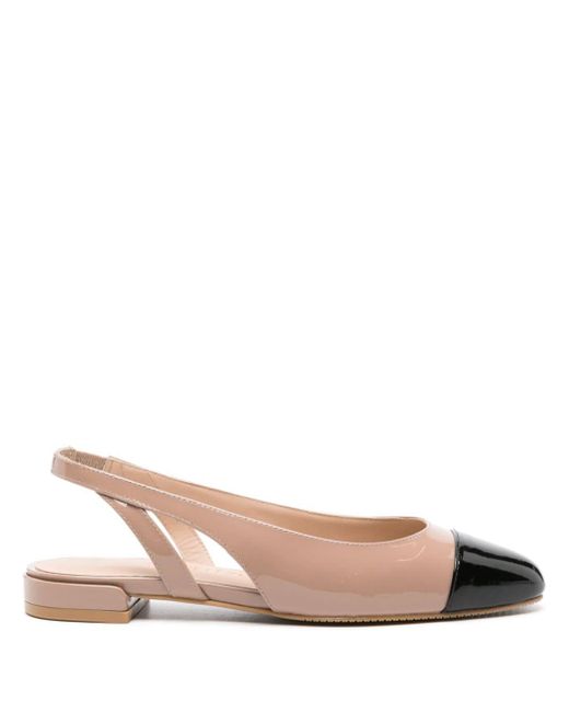 Stuart Weitzman Pink Sleek Slingback Leather Ballerina Shoes