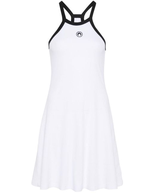 MARINE SERRE White Kleid mit Halbmond-Stickerei