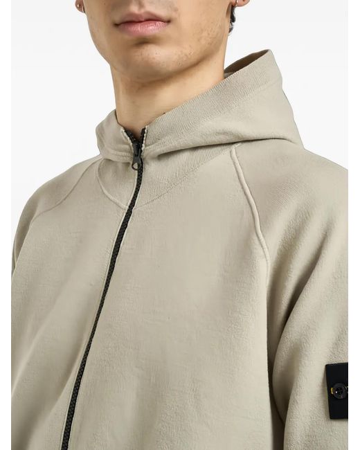 Stone Island Natural Compass-Patch Zip-Fastening Hoodie for men