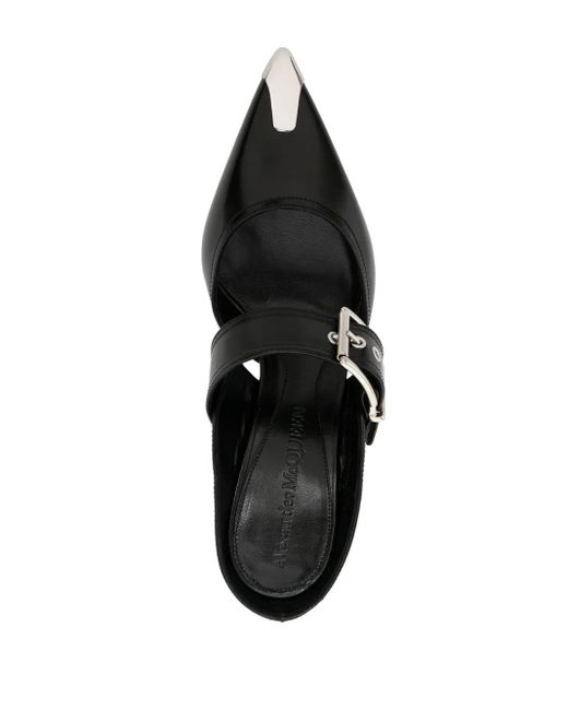 McQueen Black Leather Hardware Sabot