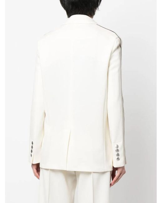 Palm Angels White Side-Stripe Notched-Lapels Blazer