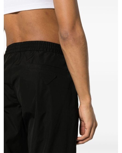 Pantalon de jogging en coton à taille élastiquée Prada pour homme en coloris Black
