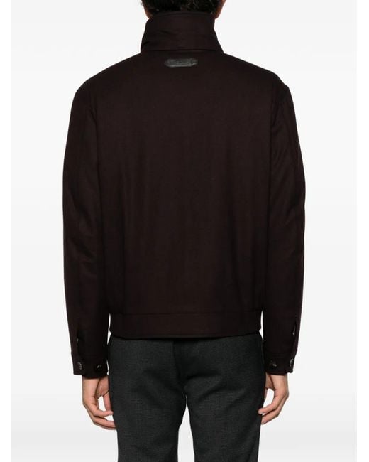 Brioni Black High-Neck Zip-Up Jacket for men