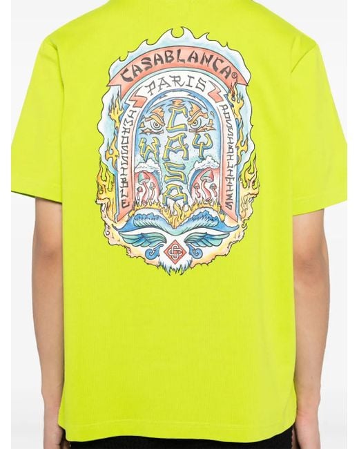 メンズ Casablanca プリント Tシャツ Yellow