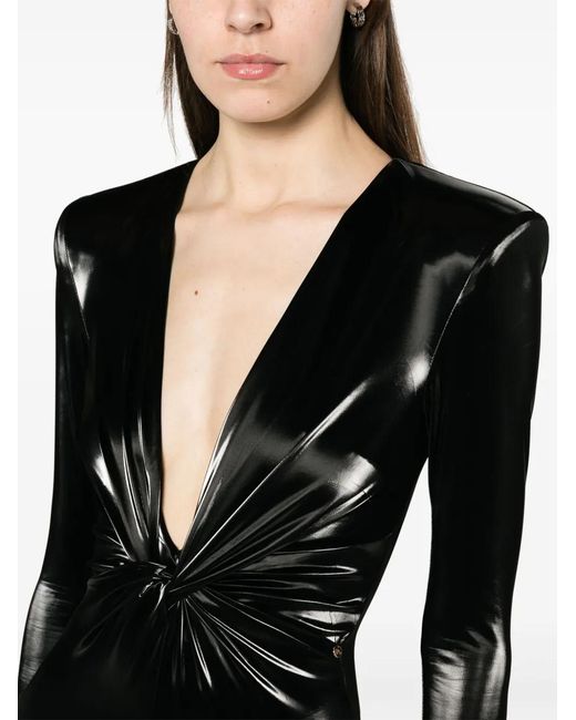 Nissa Black V-Neck High-Shine Jumpsuit