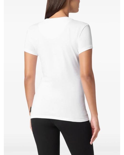 Philipp Plein White Round-Neck Short-Sleeve T-Shirt