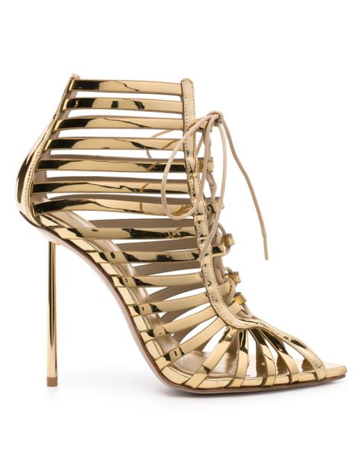 Le Silla Natural Cage 120mm Patent-leather Sandals