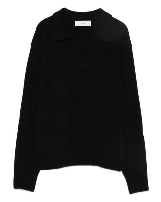 DUNST Gray V-Neck Polo-Collar Sweater