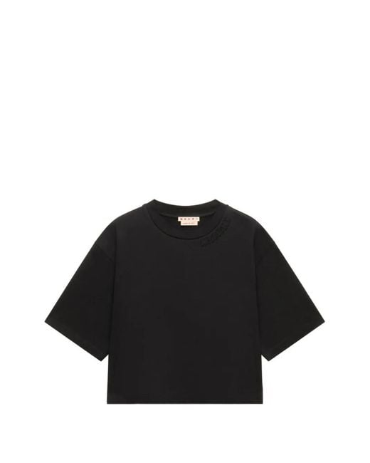 Marni Black Logo-Patch T-Shirt