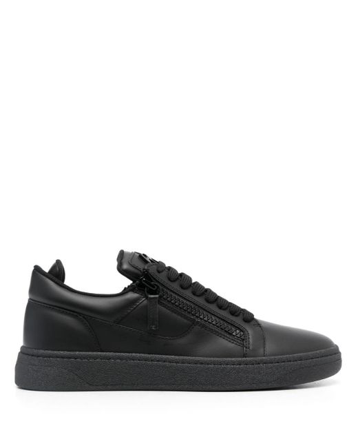 Giuseppe Zanotti Black Side-zip Leather Low-top Sneakers for men