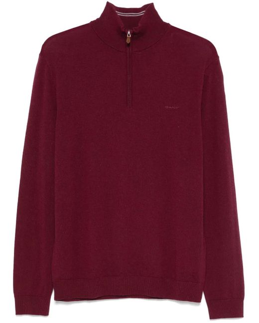 Gant Red Fine-Knit Merino Sweater for men