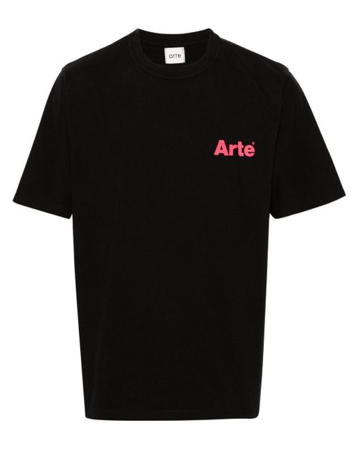 Arte' Black Teo Back Heart Cotton T-shirt for men
