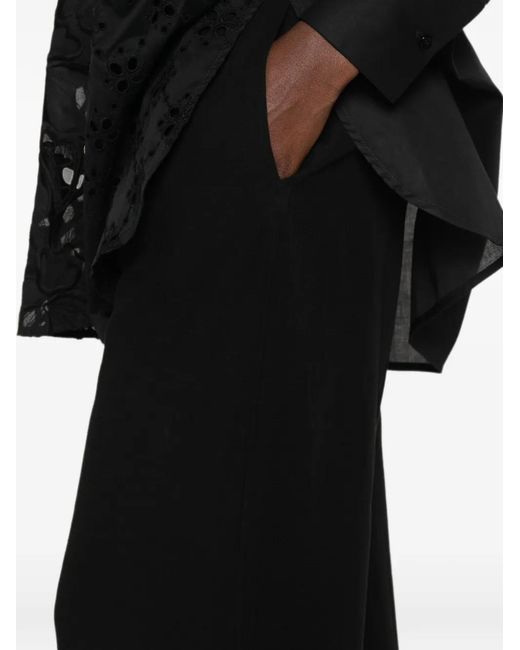 MOUTAKI Black Elasticated-Waistband Palazzo Pants