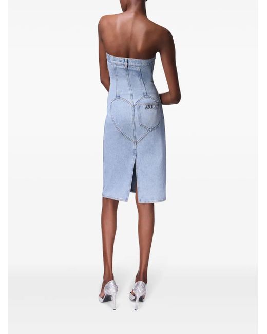 Area Blue Denim-Maxikleid Mit Blumenapplikation