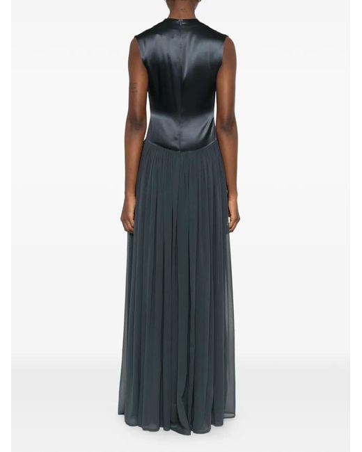 TOVE Blue Gathered Silk Maxi Dress