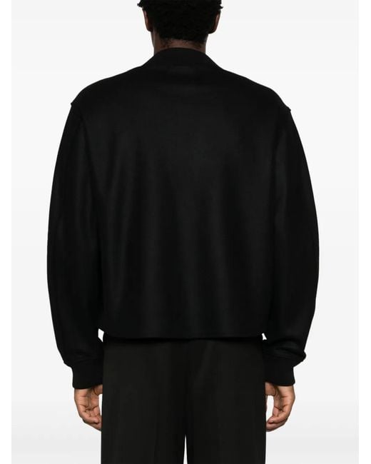 Jil Sander Black Band-Collar Wool Bomber Jacket for men