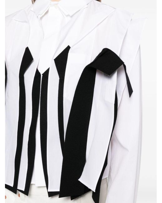 Sacai Black Appliqué Pleated Shirt