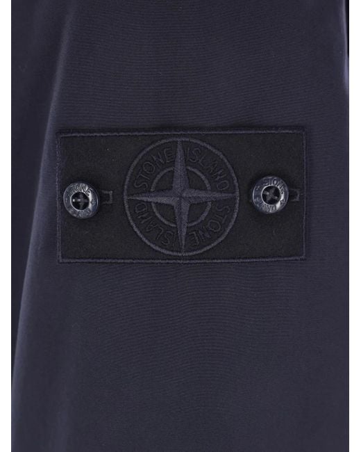 Stone Island Blue Hooded Cotton Jacket for men