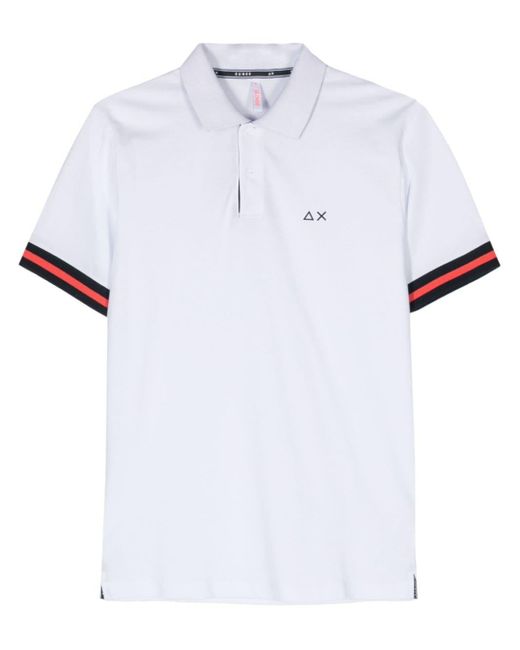 Sun 68 White Rubberised-logo Polo Shirt for men