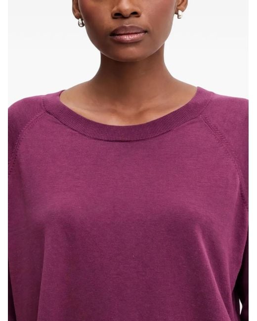 Benetton Purple Raglan-Sleeve Crew-Neck Sweatshirt