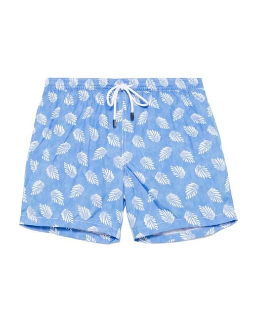 Barba Napoli Blue Printed Swim Shorts for men