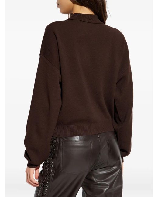 ROTATE BIRGER CHRISTENSEN Brown Logo-Patch Polo Top