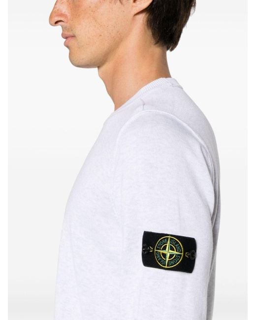 Stone Island White Compass-badge Cotton Jumper for men