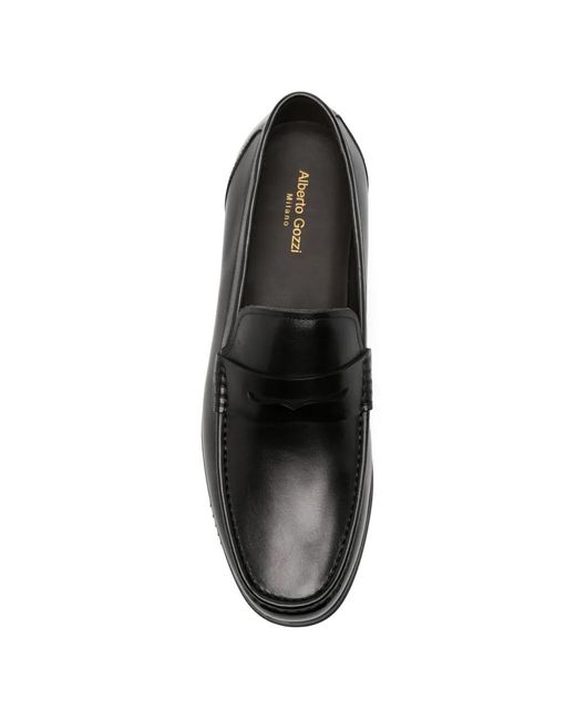 Alberto Gozzi Black Penny Loafers for men