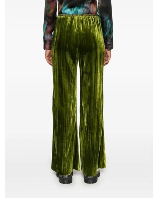 Forte Forte Green Elasticated-Waist Flared Velvet Trousers