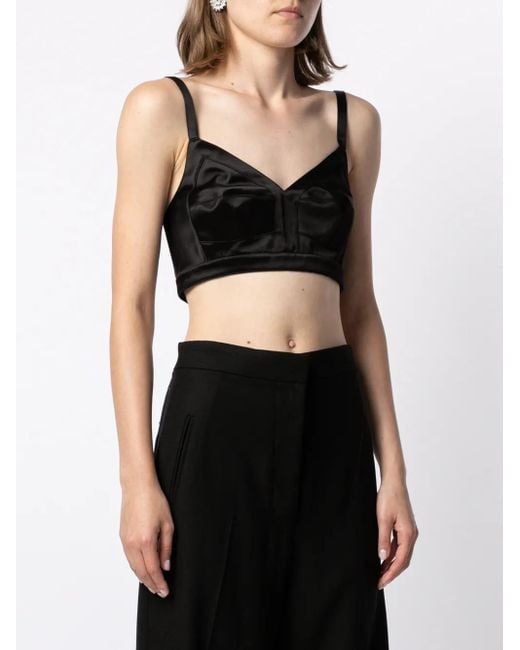 McQueen Black Spaghetti-Strap Crop Top