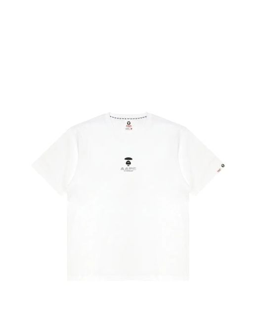 Aape By A Bathing Ape White Logo-Print T-Shirt for men