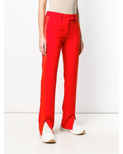 red side stripe trousers