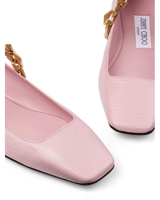 Jimmy Choo Diamond Tilda Leren Ballerina'S in het Pink