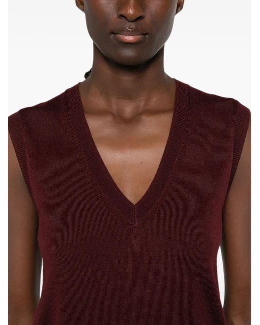 A.P.C. Purple V-Neck Knitted Top