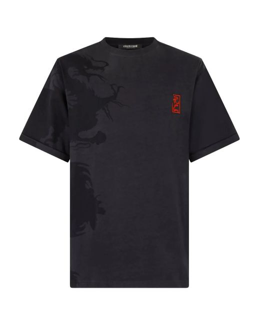 Roberto Cavalli T-Shirt Mit Drachen-Print in Black für Herren