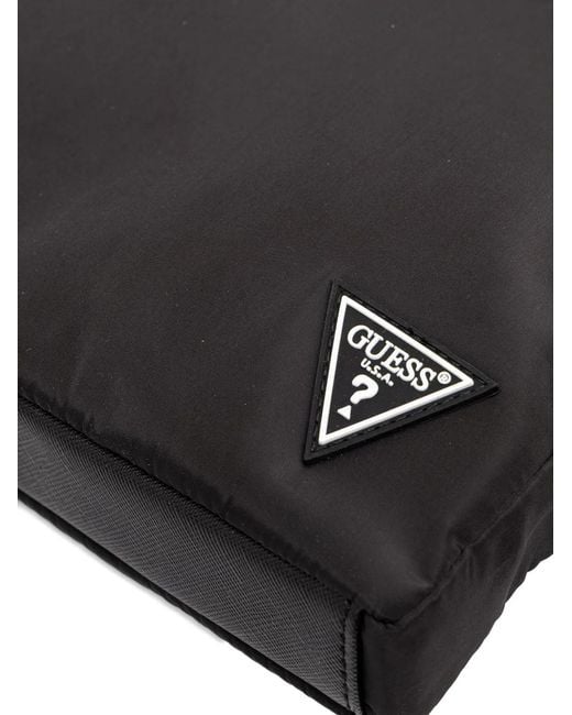 Guess Black Berlin Triangle-Logo Messenger Bag for men