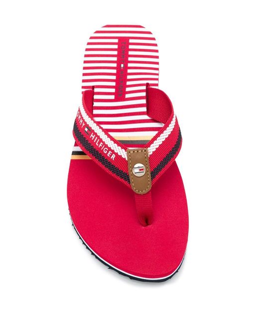 red stripe flip flops