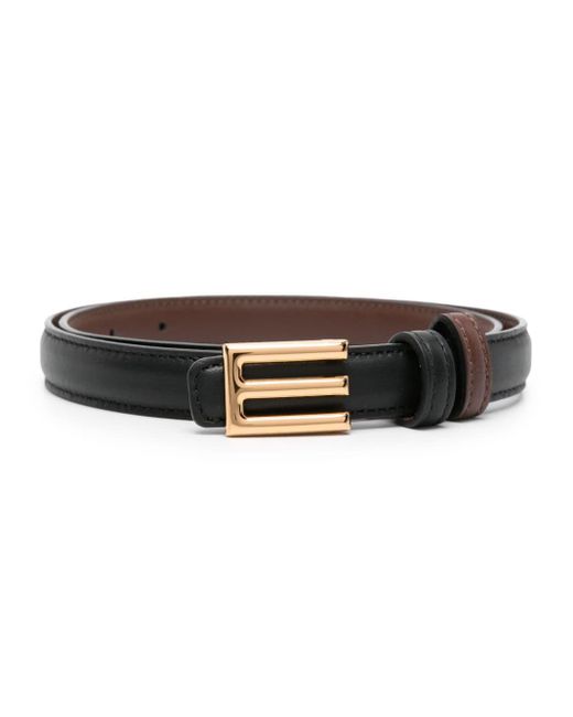 Etro Black Logo-buckle Leather Belt