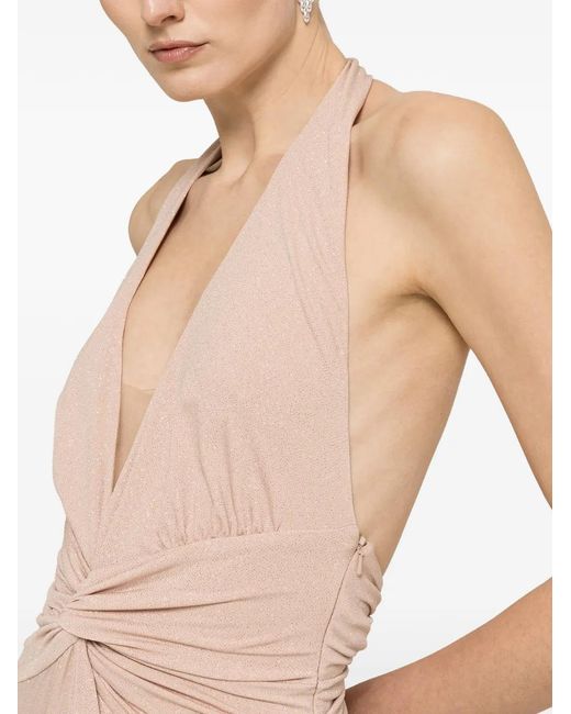 Nissa Natural Robe Longue Pailletée À Dos Ouvert