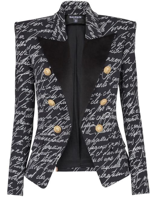 Balmain Black Love Letter Tailored Jacket