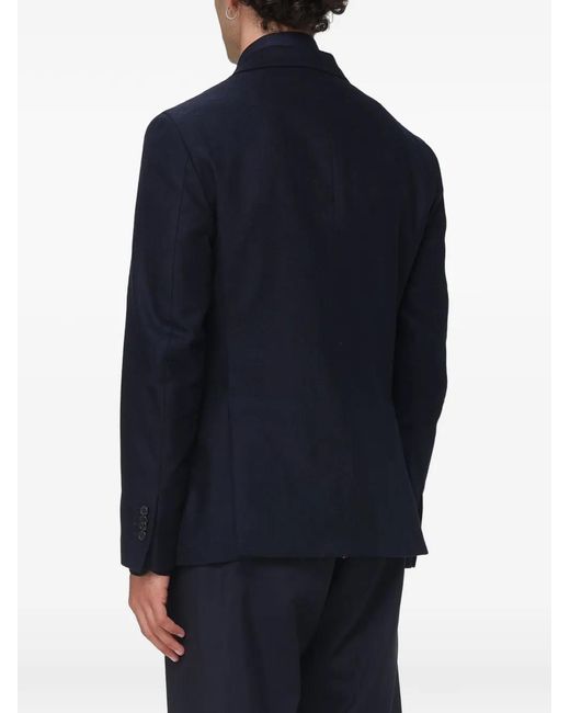 Brooksfield Blue Double-Breasted Wool Coat for men