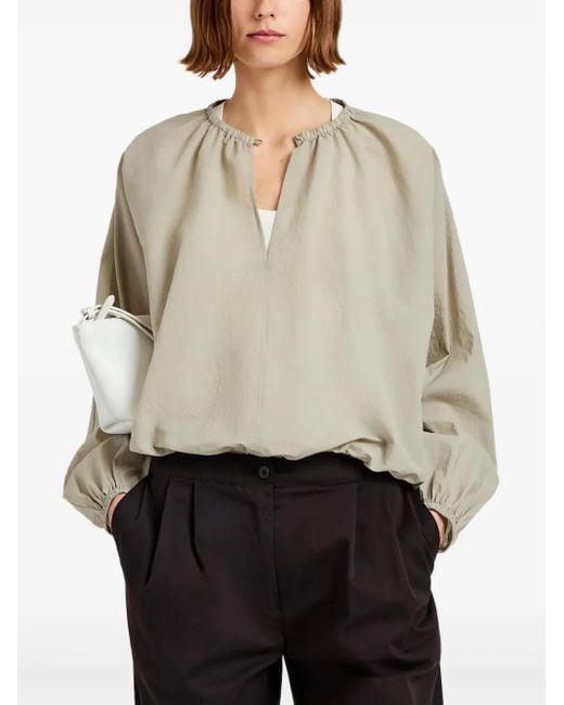 Proenza Schouler Natural Gathered-Neckline Blouse
