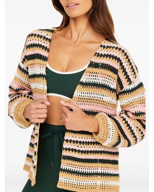 The Upside Natural Bohemia Mari Striped Crochet Cardigan