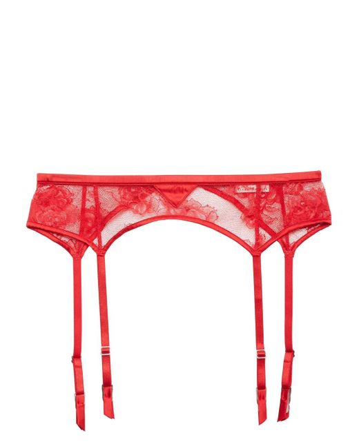 Fleur du Mal Red Bouquet Lace Garter Belt