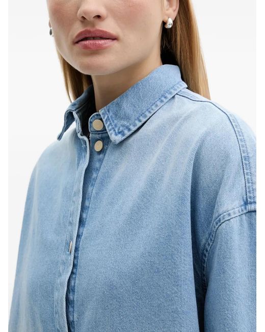 ARMANI EXCHANGE Blue Collared Cropped Top