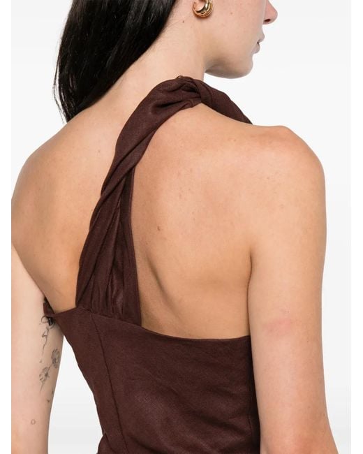 Faithfull The Brand Brown Agua One-Shoulder Top