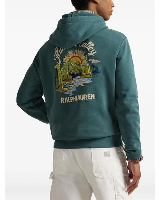 Polo Ralph Lauren Green Embroidered Long-sleeved Hoodie for men