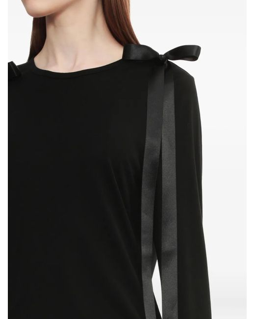 Simone Rocha Black Ribbon-Detail Long-Sleeve T-Shirt