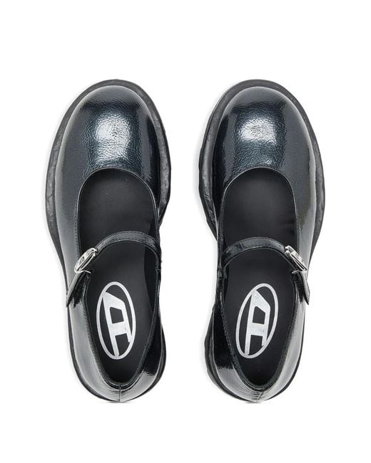 DIESEL White D-Hammer Patent Leather Ballet Flats